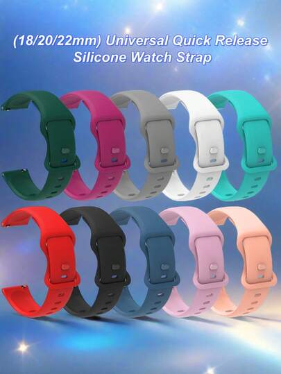 A Universal Quick Release Silicone Watch Strap (With Three Interface Sizes Of 18mm, 20mm, And 22mm), Made Of Silicone Material, Soft And Skin Friendly, Waterproof And Easy To Clean, Quick Release Interface, Easy And Convenient To Replace, With Multiple Colors To Choose From, Suitable For Both Men And Women