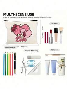 高尔夫印花化妆包 - 轻便无异味涤纶旅行洗漱包，卡通趣味多功能帆布包，充电器收纳包，旅行必备化妆包，化妆品、化妆和旅行必备轻便接待包，青少年完美礼物，生日和旅行配件，节日礼物 - 彩色 - 查看 9