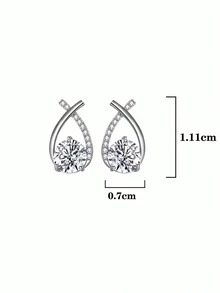 2pcs Fashionable & Elegant 925 Sterling Silver 0.5Carat X 2 Moissanite Stud Earrings, Suitable For Women's Daily Wear, Party, Holiday, Mother's Day, Wedding Anniversary, Birthday Jewelry Gift - EH0135M - View 4