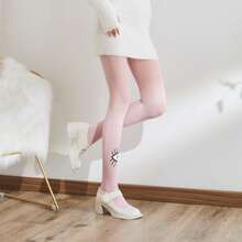 Cute Eye Design Tights, Fashionable Women's Thick Leggings, Pink Socks - Multicolor - View 7