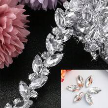 1 pieza Cadena de cristal y strass de 90 cm, elegante cadena minimalista para el Body, cadena decorativa de cristal y strass, cadena de garra, cadena de cristal y strass, decoración brillante DIY, accesorio ajustable de cristal para decorar ropa y hombros, accesorio decorativo de costura para bodas, adorno de lujo con ribete de cristal y strass - Multicolor - Ver 20