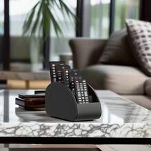 1个PU材质遥控器收纳盒（5格） - 电视、媒体播放器、文具、眼镜及小物件收纳整理盒，节省空间，可放置于桌面或床头柜（适用于家庭/办公室），亦可作房间装饰 - 彩色 - 查看 3