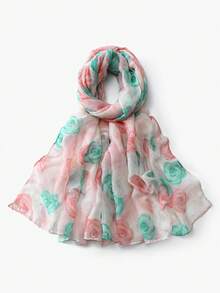 1 Peça Hijab Feminino com Estampa Floral em Aquarela, Lenço Versátil Macio e Respirável, Design Floral em Aquarela Bicolor Premium, Adequado para Uso Diário - Multicolorido - Visão 12