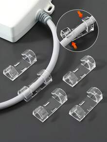 20pcs/50pcs Self-Adhesive Cable Clips, Wire Organizer Holders, Data Cable Tie Mounts, Cord Clips - Clear - View 1