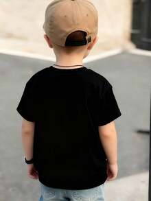 Disney Black Background Cars Lightning McQueen Number 95 Print Kids' Short Sleeve T-Shirt - Playful And Cool Racing Style Top - Black - View 2