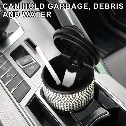 1 st diamantformad bärbar askkopp för bilen med lock - Tillverkad av slitstarkt ABS-material, passar i de flesta mugghållare, lätt att rengöra, viktiga tillbehör till bilens inredning.