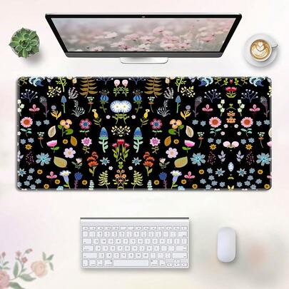 1pc Floral & Plant Pattern Professional Gaming Mouse Pad, Laptop Desk Mat, Computer Game Mouse Pad With Anti-Fraying Edge, Micro-Textured Non-Slip Base, Suitable For Gaming, Office, Home Use, Valentine's Day Gift