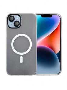 Funda Protectora MagSafe Magnética Con Mica Cristal Templado 9D Soporte Carga Inalámbrica Protección Completa Colores Surtidos - Gris - Ver 3