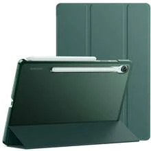 JETech Funda para Samsung Galaxy Tab S10 Lite / S10 FE / S9 FE 10.9 Pulgadas, Carcasa Slim Translúcida Respaldo Trifold Folio Soporte Protectora Tableta, Admite Carga de S Pen (Oro Rosa) - Verde Oliva - Ver 2