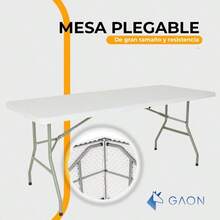 NEW Mesa Plegable de Plastico Tipo Portafolio 1.80 Metros Portatil para Jardin Interior y Exterior 180. - Blanco - Ver 5