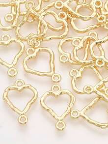 10pcs Alloy Links Connectors, Heart, Light Gold, 17x12x1.5mm, Hole: 1.2mm - 230#Light Gold - View 3