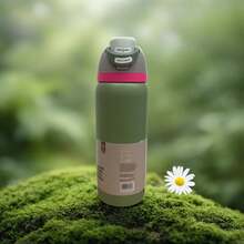 Owal-A 32盎司不锈钢保温水瓶 - 防漏运动水瓶，配备双功能吸嘴盖、翻盖吸管和宽口设计 - 保温/保冷长达24小时 - 非常适合健身、旅行和日常使用 - 彩色 - 查看 4