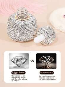 1 pieza Botella cuentagotas de aceite esencial de 30ml, Botella recargable de viaje para suero, esencia o perfume con diamantes de imitación de alta gama, adecuada para líquidos, regalo creativo - Plateado - Ver 6