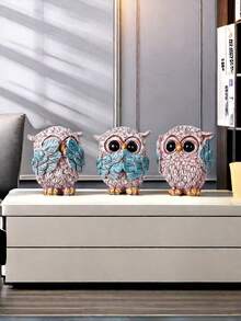 3 món đồ trang trí nhà hình cú sang trọng: Tượng trang trí nhà cửa phong cách thanh lịch - Màu xanh nhạt - Xem 6