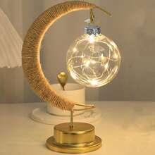 1个优雅新月形吊灯，电池供电，发出暖光，适用于卧室、客厅和节日派对装饰 - 暖白色 - 查看 7