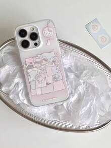 New Fashionable Cute Pink Gradient Sleeping Cat Double Layer Print Compatible With Apple 17 Pro Max, 13/14 Full Coverage, 15 Pro, 16 Pro Max Shock-Proof Phone Case - Multicolor - View 2