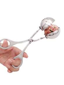 1 cái muỗng múc thịt viên bằng thép không gỉ chống dính, chống trượt, có tay cầm chống trượt, kẹp muỗng múc thịt viên, khuôn làm thịt viên, khuôn làm cơm viên, dụng cụ làm thịt viên, muỗng múc kem, dụng cụ nhà bếp - Bạc - Xem 3