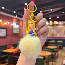 Mattel K-Pop 女巫组合毛球钥匙扣吊坠，背包挂饰，汽车钥匙链，可爱钥匙圈，卡通情侣包包挂饰，冬季 - 彩色 - 查看 8