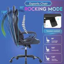 PayLessHere Ergonomic Racing Desk Chair Gaming Chair Computer Chair With Armrests 360° Swivel & Caster Pu Desk Task Chair Executive Headrest Lumbar Support For Back Pain Women Men And Adults (Black) - 黑色 - 查看 6