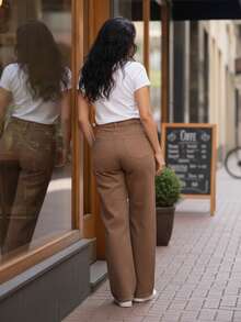 Women Jeans - 棕色 - 查看 3