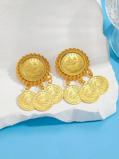 1 Paar vergoldete Brosche, kurdisch-türkische Braut-Kostümbrosche, Luxusschmuck für arabische Damen