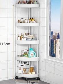 1. 一款5/4/3层多功能浴室厨房三角转角可移动滚轮储物淋浴架推车，容量大，适合放置节日礼物，可用于浴室、阳台、厨房、客厅、玄关、酒店、卧室等场所。易于拆卸，不占空间，节省空间，可有效收纳整理洗发水、洗面奶、面膜、毛巾等物品。 - 彩色 - 查看 5