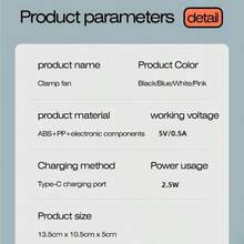 OBOVAY 1个便携式婴儿车风扇，柔性三脚架夹式风扇，3档风速，可旋转手持式个人风扇，适用于汽车座椅、婴儿床、自行车、跑步机，500mAh - 彩色 - 查看 4