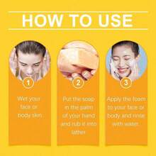 3 Pcs Kojic Acid Dark Spot Remover Soap Bars With Vitamin C, Retinol, Collagen, Turmeric - Original Japanese Complex Infused With Hyaluronic Acid, Vitamin E, Shea Butter, Castile Olive Oil - yellow - 查看 9