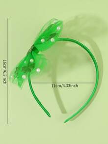 1pc St. Patrick's Day Green Headband For Girls,Fabric Clover Decor St. Patrick's Day Headband For Girls,Cute St. Patrick's Day Hair Accessories For Girls St. Patrick's Day Gifts - Green - View 8