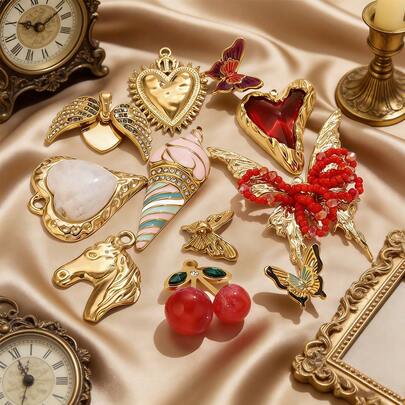 1pc 304 Stainless Steel Charm Pendants: Purple Butterfly, Ice Cream, Cherry, Heart, Etc. DIY Jewelry Making Supplies For Necklaces, Bracelets, Earrings Suitable For Everyday Wear Perfect Gift