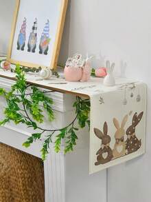 1 chiếc khăn trải bàn bằng vải lanh họa tiết thỏ và trứng Phục Sinh, thiết kế hoa ấm áp, nhiều kích cỡ, phù hợp cho phòng ăn gia đình, trang trí nhà bếp, trang trí nhà cửa, tiệc ngoài trời và trang trí nhà hàng, bề mặt vải lanh có kết cấu. - trắng - Xem 5