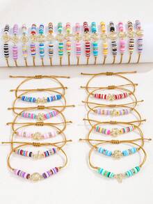 1 chiếc vòng tay bằng hợp kim kẽm, đính 26 chữ cái tiếng Anh, có thể điều chỉnh kích thước, thích hợp làm quà tặng cho bé gái, gia đình, bạn bè, quà sinh nhật hoặc đeo hàng ngày. - Nhiều màu - Xem 3