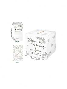 50pcs White Memory Sharing Cards With 1pc Paper Information Box For Celebration, Memory Card Storage Box With 50 Sharing Cards, Life Card Box, Decor For Celebrating Life, Wedding, Birthday, Retirement, Funeral And Other Occasions - Multicolor - View 7
