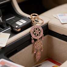 1pc Car Key Chain, Car Interior Decor, Suitable As Valentine's Day Gift, New Dreamcatcher Design With Rhinestones And Hollow Feather, Metal Small Gift, (2 Clasp Styles Randomly Sent) - A - View 11
