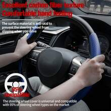 Bộ 2 bọc vô lăng chống trượt bằng sợi carbon, thiết kế hình bướm phân đoạn chống thấm nước, phù hợp với 99% các loại xe, phụ kiện nội thất ô tô, màu đen. - Bộ 2 món - Xem 7