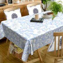Light Blue Spring Tablecloth With White Floral Branch - Soft Rectangular Table Cover Suitable, Dining Table, Party Decor - Machine-Made Fabric, - Year-Round Use, 2D Flat - Nhiều màu - Xem 10
