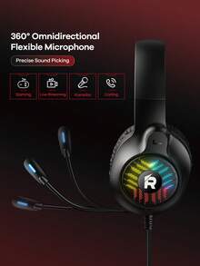 Tai nghe chơi game âm thanh nổi Remax, tai nghe chống ồn có micro, đèn LED, âm thanh vòm 7.1, đệm tai bằng mút hoạt tính mềm mại, quà tặng cho bạn bè game thủ, phích cắm 2 trong 1 (Type-C và 3.5mm), chiều dài cáp 6.2ft (khoảng 1,8m). - RM-705 - Xem 5