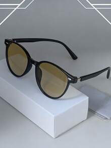 男士小圆锥形多色箔面休闲时尚眼镜，日常佩戴的时尚眼镜 - 彩色 - 查看 7