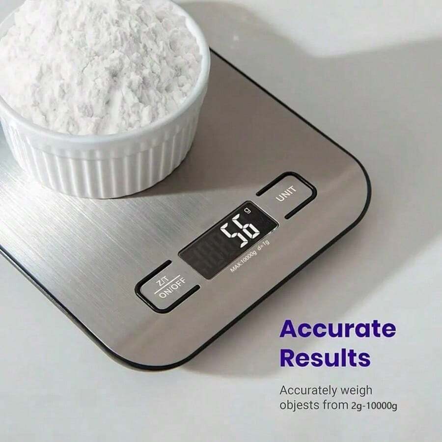 1 pièce Balance de cuisine numérique haute précision, avec écran LCD, capacité de 22 lb/10 kg, précision de 1 g, 6 réglages d'unité (g/oz/lb/kg), fonction Tare, plateforme en acier inoxydable facile à nettoyer, indicateur de batterie faible, convient pour la cuisson, la cuisine, la préparation de café, la bijouterie, etc. - Argent - Voir 1