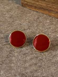 3 Pairs Minimalist Elegant Personalized Fashion Daily Casual Earrings Set, Suitable For Wedding, Holiday Gifts, Party, Vacation - Burgundy - View 7