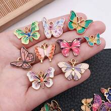时尚珐琅蝴蝶吊坠套装（10/20/24/52个）。精致吊坠，非常适合DIY手链、项链和钥匙扣。 - 彩色 - 查看 3