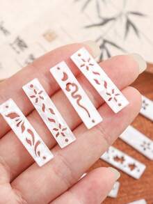 beadia 5/6个优雅复古几何长方形白色镂空吊坠，适用于DIY项链手链首饰制作 - 白色 - 查看 6