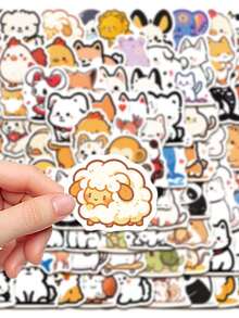 90张可爱卡通极简动物贴纸套装，创意贴纸，适用于平板电脑、笔记本电脑、手机壳、Kindle、铅笔盒、摩托车、滑板、剪贴簿、吉他、iPad、汽车贴纸，青少年和成人DIY日记装饰 - 彩色 - 查看 12