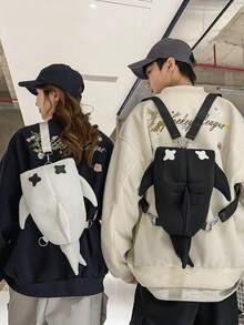 Japanese Style New Shark Design Backpack, Unisex Versatile Large Capacity Backpack, Men Casual Travel Niche Shoulder Bag - Multicolor - View 3