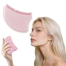 Soft Silicone Facial Massage Brush For Lymphatic Drainage, Face, Chin And Jawline Contour - Pink - View 2