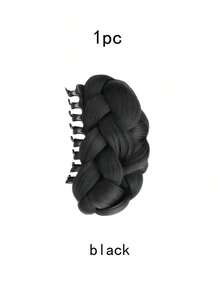 Twist Bun Hairstyle Hair Clip, Elegant Voluminous Curly Wig, High-Temperature Fiber Material, Naturally Elongated Bun, Multi-Functional Styling Accessory, Suitable For Women And Girls, Suitable For Daily Wear. This Wig Fashion Bun Has An Excellent Fit, Realistic Twisted Braided Bun Hair Clip, An Ideal Choice For Women To Quickly Create Hairstyles. (Available In Dark Brown, Black, Cool Hair Care Products, Gift - 1件黑色 - 查看 3