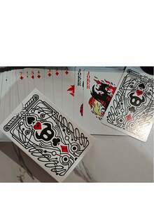 Baralho de Cartas de Jogar Personalizadas com Grafite, Cartas Colecionáveis com Tema de Anjo Preto e Branco, Jogo de Tabuleiro de Entretenimento Multiplayer, Cartas de Papel Durável - Multicolorido - Visão 3