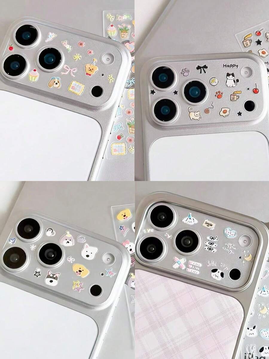 1片INS创意DIY镜头保护膜钢化玻璃贴膜，兼容 11 Pro Max/12 Pro Max/13 Pro Max/14 Pro Max/15 Pro Max/16 Pro Max/17 Pro Max手机镜头膜 - 彩色 - 查看 1