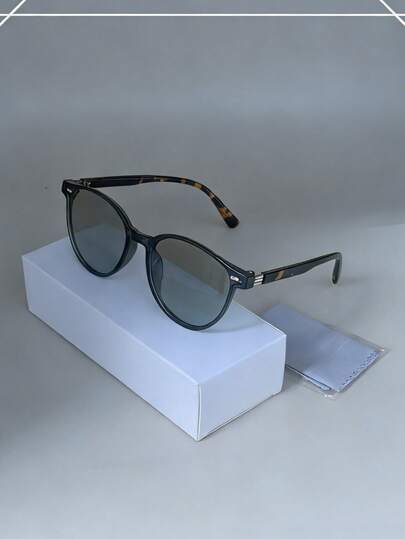 男士小圆锥形多色箔面休闲时尚眼镜，日常佩戴的时尚眼镜