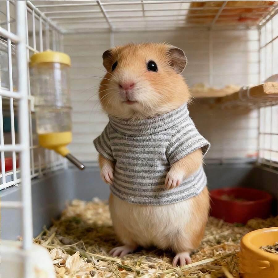 1pc Small Pet Clothes, Hamster Hoodie Sweatshirt, Cute Guinea Pig Striped Sweatshirt - Warm Pet Apparel Suitable For Dwarf Hamster, Mouse, Gerbil And Other Small Animals (Within 17cm) - Multicolor - View 1
